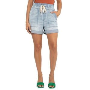 Sanctuary Womens Tourist Drawstring Smocked Denim Shorts Size XS